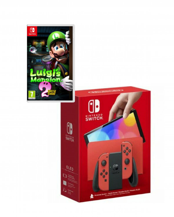 Игровая приставка Nintendo Switch OLED-Модель (Mario Red Edition)+Игра Luigi's Mansion 2 HD