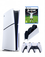 Приставка Sony Playstation 5 slim 1 Tb+2-ой геймпад(белый)+зарядное+FC25