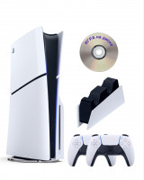 Приставка Sony Playstation 5 slim 1 Tb+2-ой геймпад(белый)+зарядное+Игра на диске