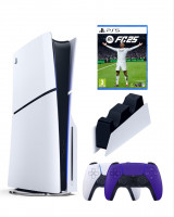 Приставка Sony Playstation 5 slim 1 Tb+2-ой геймпад(пурпурный)+зарядное+FC25