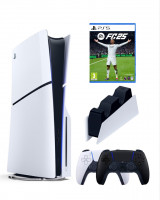 Приставка Sony Playstation 5 slim 1 Tb+2-ой геймпад(черный)+зарядное+FC25