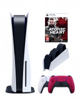 Игровая приставка Sony PlayStation 5 (3-ревизия)+2-й геймпад(красный)+зарядное+Atomic, 825 ГБ