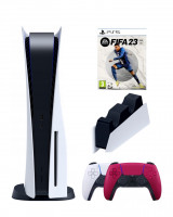 Игровая приставка Sony PlayStation 5 (3-ревизия)+2-й геймпад(красный)+зарядное+FIFA 23, 825 ГБ