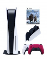 Игровая приставка Sony PlayStation 5 (3-ревизия)+2-й геймпад(красный)+зарядное+God of War, 825 ГБ