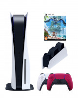 Игровая приставка Sony PlayStation 5 (3-ревизия)+2-й геймпад(красный)+зарядное+Horizon, 825 ГБ